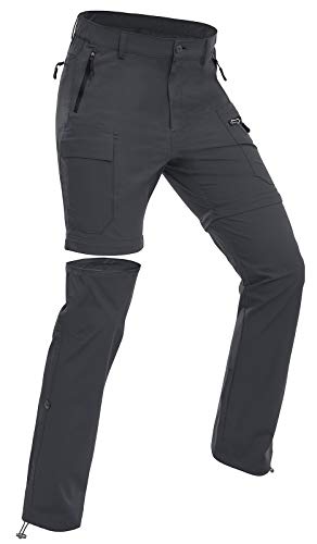 Wespornow Damen-Zip-Off-Wanderhose-Trekkinghose Atmungsaktiv Schnell Trockend Outdoorhose Abnehmbar Funktionshose Stretch Sommer Hosen (Grau, L)