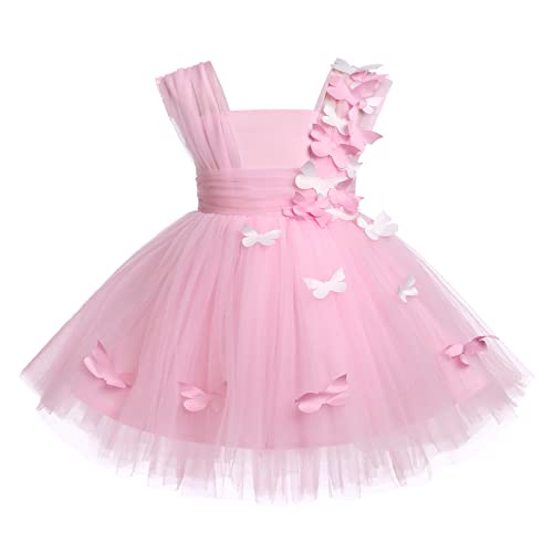 Baby Mädchen Prinzessin Kleid Blumenmädchenkleid Taufkleid Kleinkinder Schmetterling Festlich Festkleid Hochzeit 1. Geburtstag Partykleid Festzug Prinzessin Tüllkleid Formal Abendkleid Rosa 5-6 Jahre