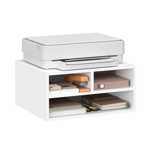 WOLTU Druckerständer, Druckertisch mit 3 Fächern, Druckerschrank 47x22,5x40 cm, Druckerregal, Druckerhalter, Schreibtischcontainer, weiß, ASK15ws