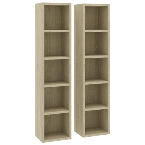 vidaXL 2X CD Regal Ständer Standregal Wandregal Medienregal Dekoregal Aufbewahrung Büroregal für 160 CDs Sonoma-Eiche 21x16x93,5cm Holzwerkstoff