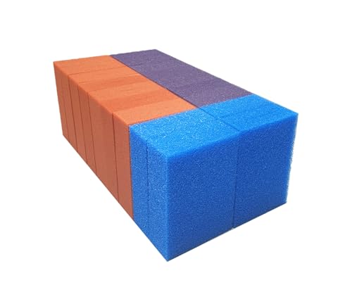 Steppan 18 Filterschwämme geschlitzt 31 cm hoch passend für Oase Biotec 140000 Sreenmatic 4 x blau grobporig / 7 x lila mittelporig / 7 x rot feinporig.