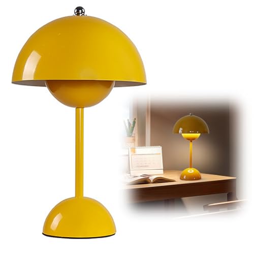 DASIAUTOEM Pilzlampen Tischlampe, LED Akku Tischlampe Kabellos, 3000k-6000k Moderne Aufladbar, Touch Dimmbar Tischleuchte Pilz LampeMit 3 Helligkeitsmodi, Dekorative Retro Schreibtischlampe