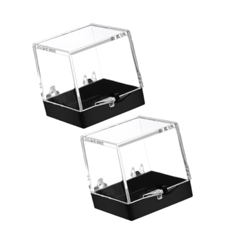 Tofficu 2st Mineralische Standardbox Probenvitrine Mineralischer Musterkoffer Figurensammlervitrine Klare Quadratische Würfel Übersichtliche Vitrinen Edelstein Vitrine Plastik Transparent