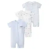 amropi Gestreifte Strampler Baby Mädchen Jungen 3er-Pack Kurzarm Schlafstrampler Schlafanzug 18-24 Monate, Stil11