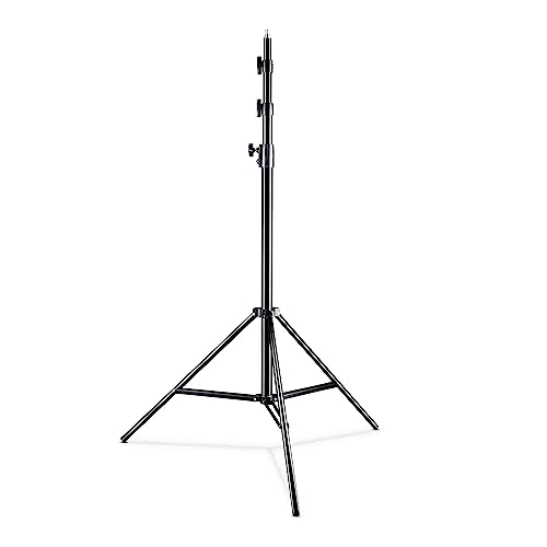 Walimex pro WT-420 Lampenstativ 420cm - Lichtstativ mit Federdämpfung, Höhe max 420cm, Traglast 7,5 kg, 40mm Rohre, Aluminium Leuchtenstativ für Fotografie Studio Outdoor, schwarz