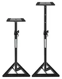 2x Pronomic SLS-10 Stativ für Studio Monitor Ständer (verstellbar 80cm bis 130cm, Dreiecksbasis, Gummifüße, Dornenfüße/Spikes, Stahl, Trägerplatte mit Gummistreifen) schwarz pulverbeschichtet