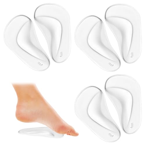 COMNICO 3 Paar Gel-Fußgewölbe Einlegesohlen Silikon Arch Support Fußeinlagen Weiche Orthopädisch Fußgewölbepolster Stützeinlagen Plantarfasziitis Schuhgewölbe Stützgel High-Heel-Einlagen Kissenpolster