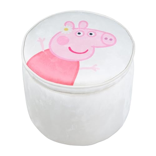 roba Kinderhocker im Peppa Pig Design - Hocker mit Stauraum für Mädchen & Jungen ab 18 Monaten - Belastbar bis 60 kg - Polsterhocker rund in Beige/Rosa