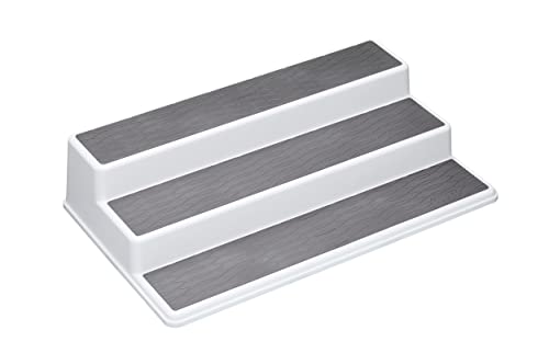 Copco Basics 3-stufiges Gewürzregal für den Innenschrank, rutschfestes Küchenregal, 38 x 22,5 x 8,5cm, weiß/grau