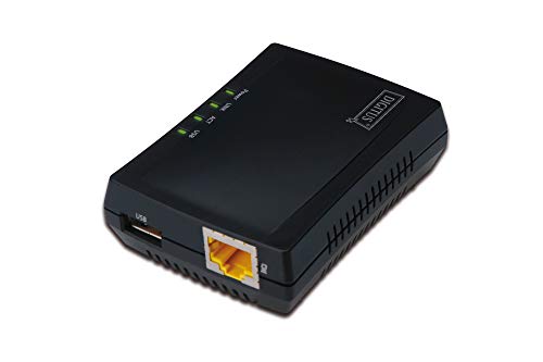 DIGITUS Fast Ethernet USB Netzwerk Server, multifunktional für NAS, USB-Hub, Drucker, DVD-Laufwerk, 1 Port, USB 2.0, 10/100 Mbit/s Netzwerk, RJ45, Schwarz (Die Verpackung kann vom Bild abweichen)