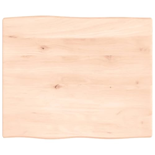 vidaXL Tischplatte, Holzplatte für Tisch Esstisch Couchtisch, Massivholzplatte Handgefertigt mit Baumkante, Ersatztischplatte, 60x50x2cm Massivholz Eiche Unbehandelt