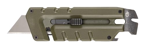 Gerber Multi-Tool mit 8 Funktionen, Prybrid-Utility G10, Multifunktionswerkzeug mit Cuttermesser, Brecheisen und Gurtschneider, Grün, Edelstahl, 1069378