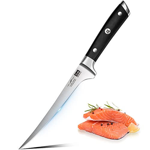 SHAN ZU Filetiermesser, Filitiermesser Scharf 18cm, Deutscher Edelstahl Fischfiliermesser mit Ergonomischer Griff Lachsmesser Fischmesser Exquisiter Geschenkverpackung