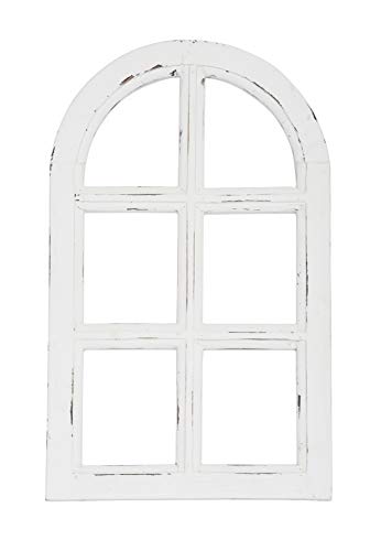 Vintage Living Nostalgie Holz Deko Fenster weiß gewischt halbrund 29,5 x 49 cm