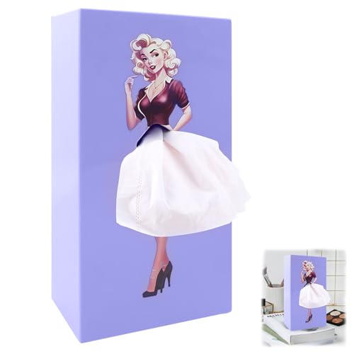Taschentuchbox Mit Fliegendem, Kosmetiktücher Box 25.5x13x7.7 cm/10.03x5.12x3.03 inch, Mädchen Kreative Taschentücher Box, für Schlafzimmer, Wohnzimmer, Büro(Lila)