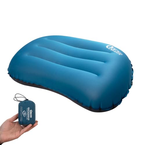 QEZER Ultraleichtes Aufblasbares Campingkissen, Tragbares Kompaktes kleines Kissen für Reisen, Camping,Strand, Wandern Outdoor