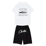 Generisch Corteiz T Shirt und Shorts Sommer 2-Teiliges Set Outfit Trainingsanzug Freizeitanzug Jogginganzug Herren Y2K Hip Hop Streetwear Tracksuit für Jeden Tag