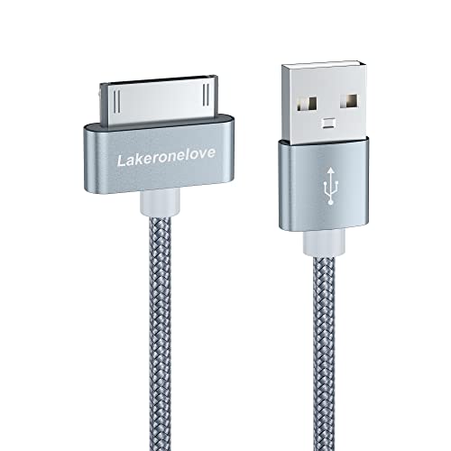 Lakeronelove Cavo iPhone 4, 30-Pin USB Sync e Nylon Cavo di Caricamento Compatibile con iPhone 4s / 4 / 3G / 3GS, Compatibile con Pad 1 2 3 e Pod