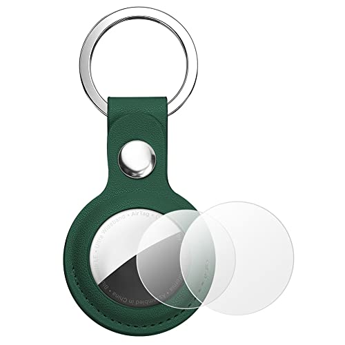 AXFEE AirTag Schutzhülle, Leder Keyring Schutzhülle Kompatibel mit AirTags, Leder Keyring für AirTag, Mini Apple AirTags Case, Leder Hülle Schlüsselanhänger Case, Cover mit Schlüsselanhänger