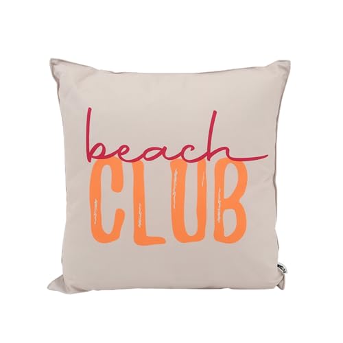 CB Home & Style Outdoor Garten Kissen Wasserabweisend 45x45cm mit Füllung - Sommer (Beach Club - beige/pink/orange)