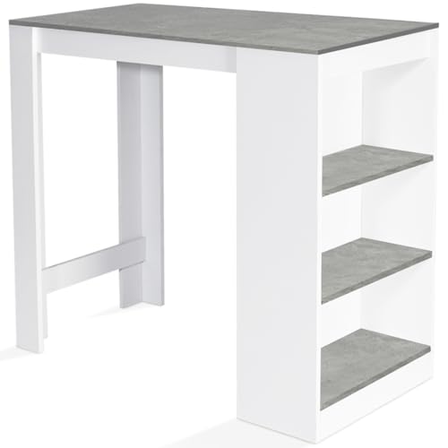 IDMarket Barth Bartisch für 2 bis 4 Personen, Holz, weiß, Platte in Betonoptik