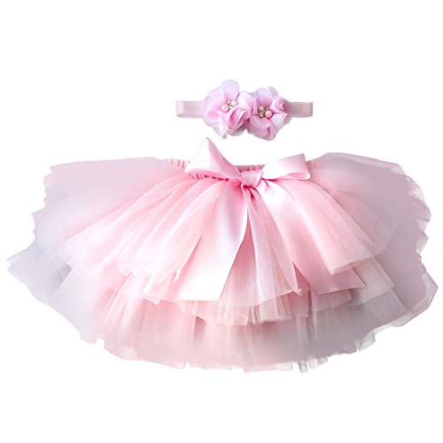 YONKINY Baby Mädchen Tutu Rock Prinzessin Tüllrock Minirock Baby Fotoprops Reifrock Ballettrock für Fotografie Geburtstag, Größen S für 0-6 Monate, Rosa