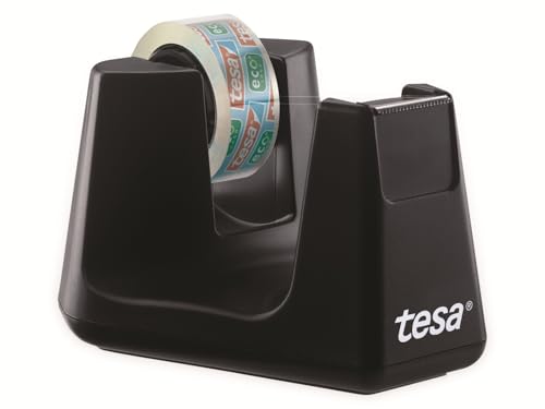 tesa Easy Cut SMART Klebebandabroller für Tische/Kompakter Tischabroller mit Anti-Rutsch-Technologie für Klebefilm, inkl 1 Rolle tesafilm Eco & Clear