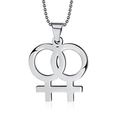 Joielavie Bijouterie Anhänger Halskette Doppelte Weibliche Symbol Spleiß Homosexuell Lesbian LGBT Gay Pride Edelstahl Kette Geschenk Für Frauen