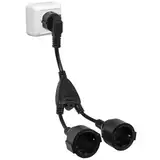 Doppelstecker Adapter mit flexiblem Kabel, 2 x AC Schuko Steckdose, 2 in 1 Verlängerungskabel für 250V 16A Haushaltsgeräte max 3500W