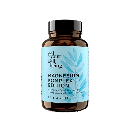 get your wellbeing by BIOGENA - Magnesium Spezialkomplex im 5-fach Blend & aktiviertem Vitamin B6 für Nerven, Muskeln & Energie – 60 Kapseln - Nahrungsergänzungsmittel vegan & konservierungsstofffrei