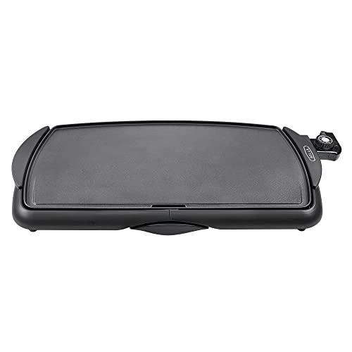 BELLA Elektro-Keramik-Titan-Grillplatte, Antihaftbeschichtung, große eintauchbare Kochfläche und herausnehmbare Fettauffangschale, einstellbare Temperatur, PTFE- und PFOA-frei, 27cm x 51cm, Schwarz