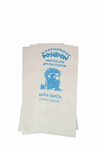 1000 Servietten mit Druck POSEIDON Motivservietten ICH LERNE GRIECHISCH Griechenland beidseitig bedruckt Gastronomie Restaurant 1000er Pack
