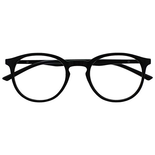 Opulize Met-Brille Blaulichtfilter Schlank Runder Rahmen Federscharniere Verbessert Schlaf Computerbrille Gaming Entspiegelt Schwarz Herren Damen B60-1 +0.00