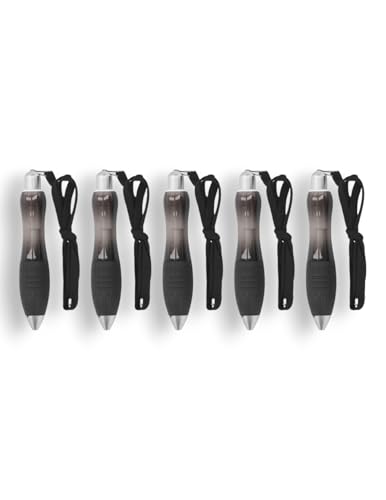 ZLXHDL Gewichteter Stift für Parkinson – 5er Set Fette Kugelschreiber mit Lanyard, Große Griffzone, Einziehbar – Geeignet bei Handzittern, Arthritis, Tremor, Senioren, Schwarz