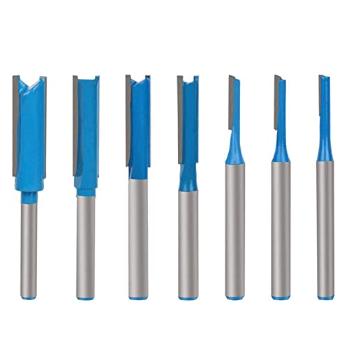 6,35mm Schaft Gerade Fräser Set, 7-tlg Holzfräser Bits, Dual Flute Cutter Straight Bit für Oberfräser