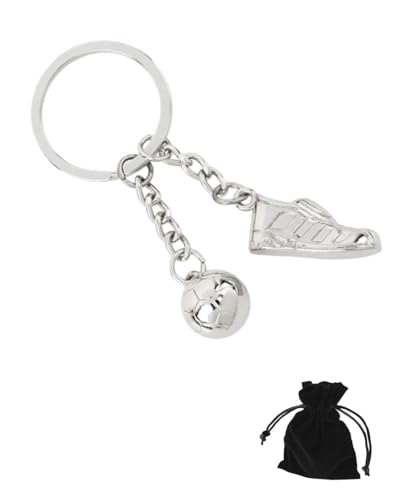 KGDUYC Schlüsselanhänger Fussball Fussballschuh Trophäe Auto Fußball Anhänger Keychain Anhänger Deko Fußballplatz Schlüsselbund mit O-Ring für Vater Opa Junge Geburtstag Geschenkidee