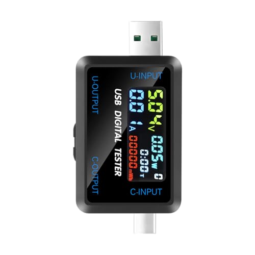 USB Tester,4.5–36V USB+TYPE-C Messgerät USB C Messgerät 0–5A USB Messgerät mit Anzeige, USB Power Meter Ladespannung, Ladestrom, Leistung,Mobiler Ladegerät-Tester