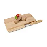 ROMINOX Geschenkartikel Frühstücks- / Brotzeitbrett // Cena – 2-teilig, Holzbrett mit integriertem Brotzeitmesser (Klinge ca. 11 cm) und praktischer Messeraussparung; Maße: ca. 23 x 14 x 1.2 cm