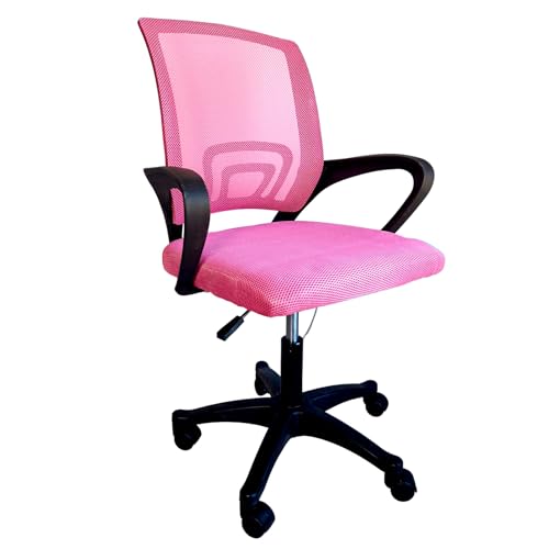 Ecarla Bürostuhl Schreibtischstuhl Ergonomisch Kinder Jungen, Drehstuhl mit Armlehne, hefsessel Wippfunktion, Höhenverstellbar, Netzbespannung, Rosa (ROSA)