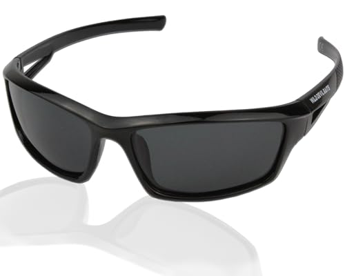 Angel-Berger High UV Polarisationsbrille Polbrille Angelbrille Karpfenangeln Sonnenbrille Sun Glasses Polarsierungsbrille (Wild Devil Baits schwarze Gläser)