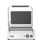 HENDI Kontaktgrill, Panini-, sandwich- & Kontaktgrill, Regelbar bis max. 300°C, Oberseite (H)530mm, Grillfläche 340x230mm, 230V, 2200W, 430x379x(H)210mm, Edelstahl