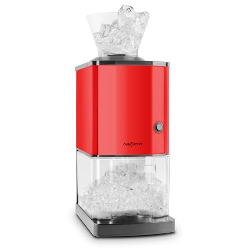 OneConcept Crushed Ice Maschine, Schneller Crushed Ice Maker mit Auffangschale, Eiscrusher Elektrisch mit 3,5L Fassungsvermögen, Tragbare Eiscrusher Maschine, Crushed Ice-Maschinen für 15kg/h