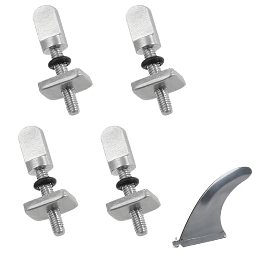 MAEXUS 4 Stück Surfbrett Finnenschrauben 316 Edelstahl M4 Surfbrettschrauben mit Silikonring Flossenverriegelungsschraube Universelle Surfbrettschrauben für SUPs und Longboards