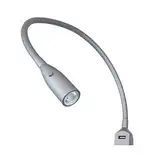 Flexible LED-Bettleuchte/LED-Leseleuchte mit integrierter USB Ladefunktion alu eloxiert/silbergrau (1er oder 2er Set alu eloxiert), Auswahl:1er Set silbergrau