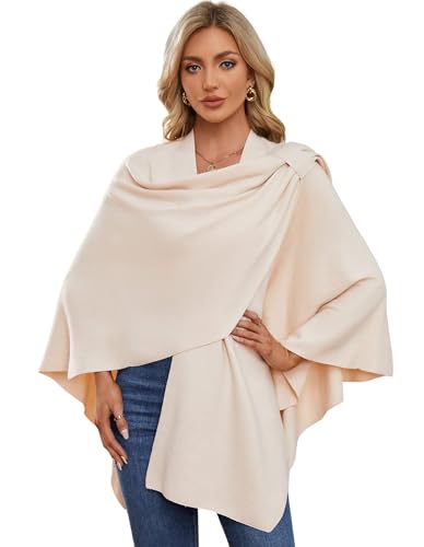 PULI Damen Poncho Schal Cashmere Feeling Strick Cape Cardigan Für Frauen Geschenk Für Mutter Leinen