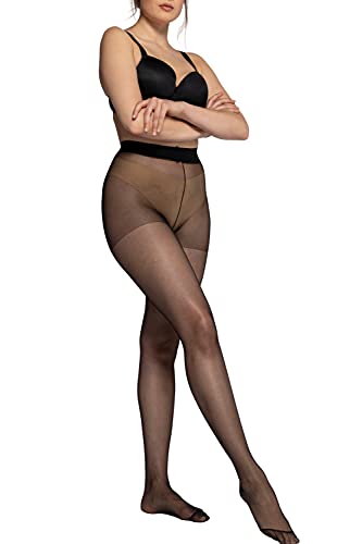 Ulla Popken Damen Strumpfhose, 3er Pack, Schwarz, 56-58 EU