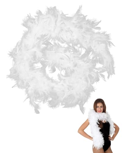 FDCGAS 1 pcs federboa weiß - Federschal Kostüm Länge ca120 cm, Karneval, Halloween, Fasching, Kostüm, Theater, Mottoparty