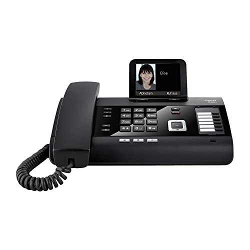 Gigaset DL500A - schnurgebundenes Telefon mit Anrufbeantworter - Büro und Haustelefon mit großem 3,5" Farbdisplay & brillantem Klang - Link2Mobile, erweiterbar mit bis zu 6 DECT-Mobilteilen, schwarz