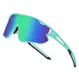 DUCO Kinder Sonnenbrille Jugend Baseball Sonnenbrille Leicht TR90 Rahmen UV400 Sport Radfahren Sonnenbrillen für Jungen Mädchen DK268 (Cyan Malerei Rahmen Revo Blau Linse)