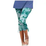 Jogginghose Frauen Sommer-Leggings mit Batikmuster für Damen, modisch, lässig, Resort-Stil, Enge, Kurze Hose mit Kordelzug Pants Sweatpants Yogahose Damen Weit Extra Länge (Green, L)